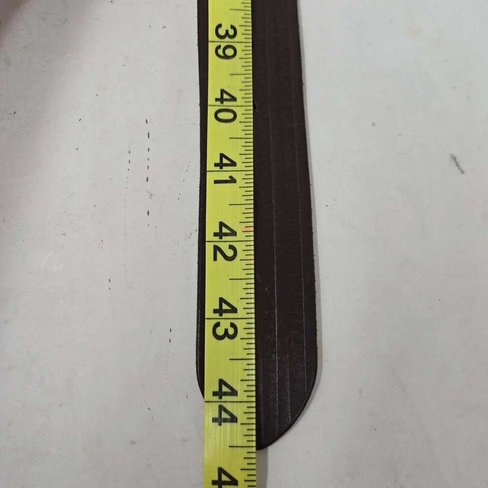 American Eagle Mens Brown Leather Belt Stars‎ and Stripes Embossed Size 36-38